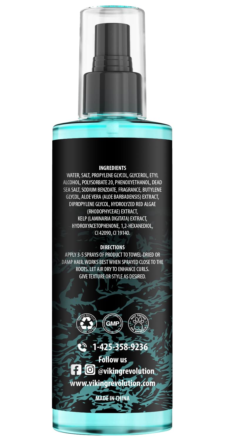 Viking Revolution Sea Salt Spray for Men & Women – Texturizing Hair Spray with Kelp, Aloe Vera & Red Algae – Adds Volume & Beach Waves, 8.8oz