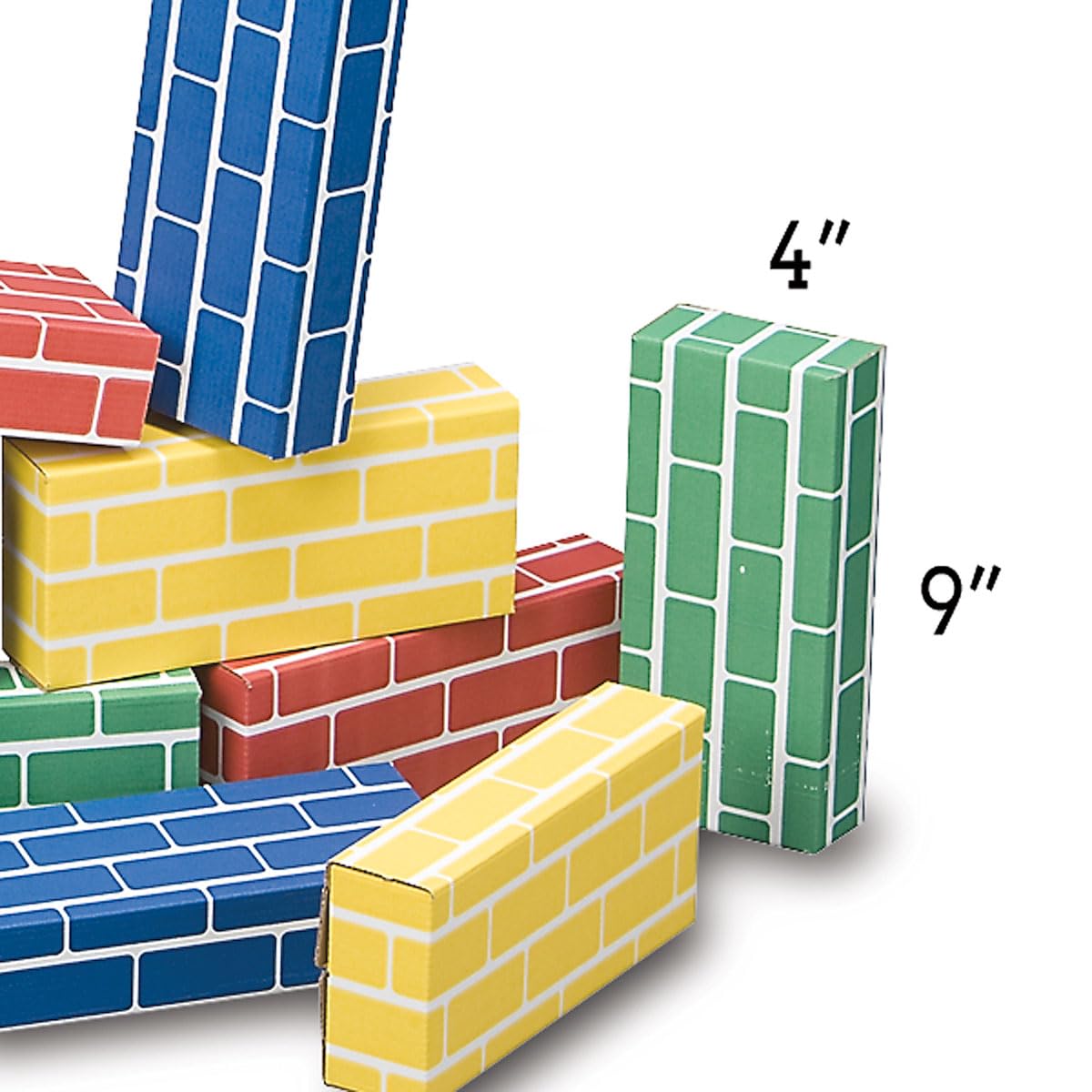 Lillian Vernon Primary Building Bricks - Kids Cardboard Blocks, Each 9" x 4" x 2" (Set of 24)