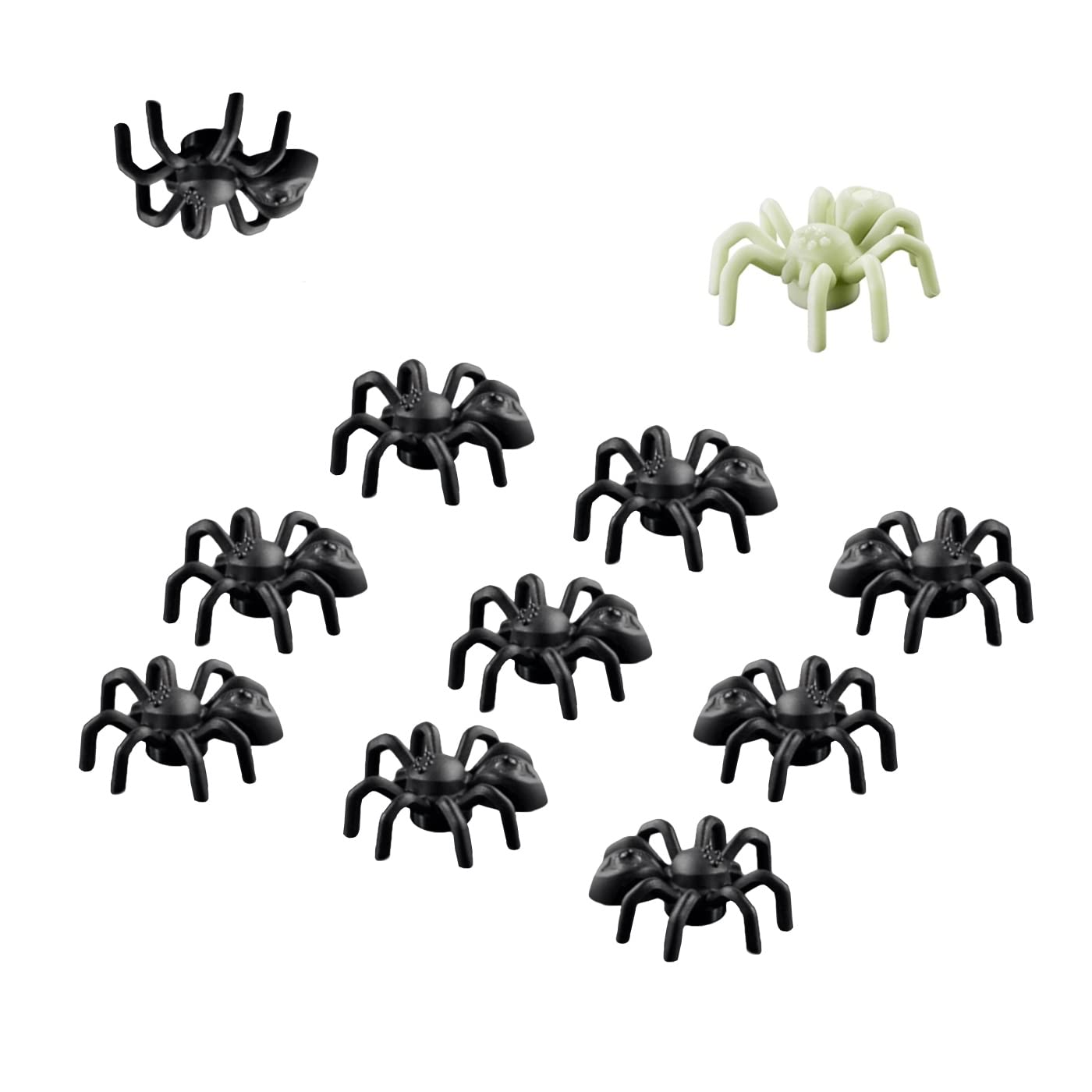 LEGO Animal Halloween Accessory - 10 Black Spiders (with Bonus Glow in The Dark Spider)