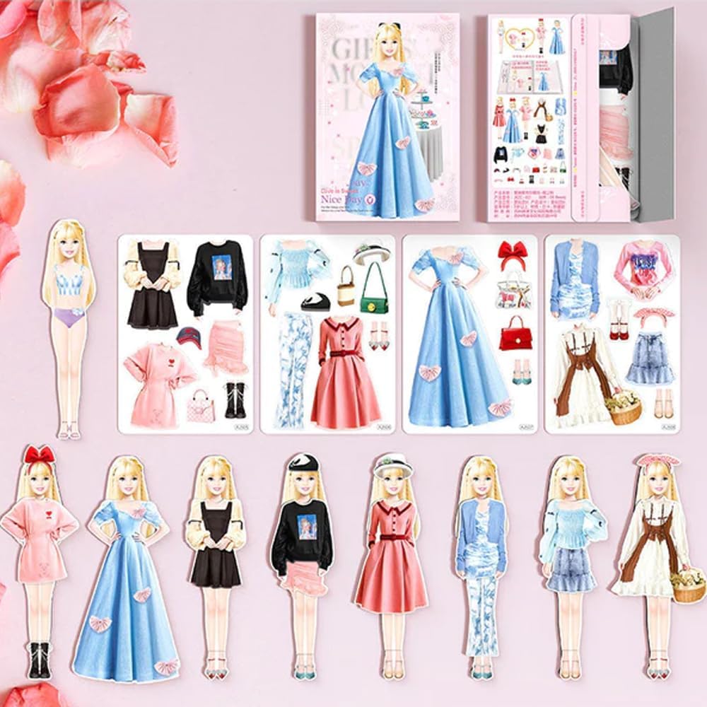 Yilia Magnetic Princess Dress Up Paper Dolls for Girls 4-7, 2025 Pretend Play Toy Set with Magnet Clothes, Birthday Gift
