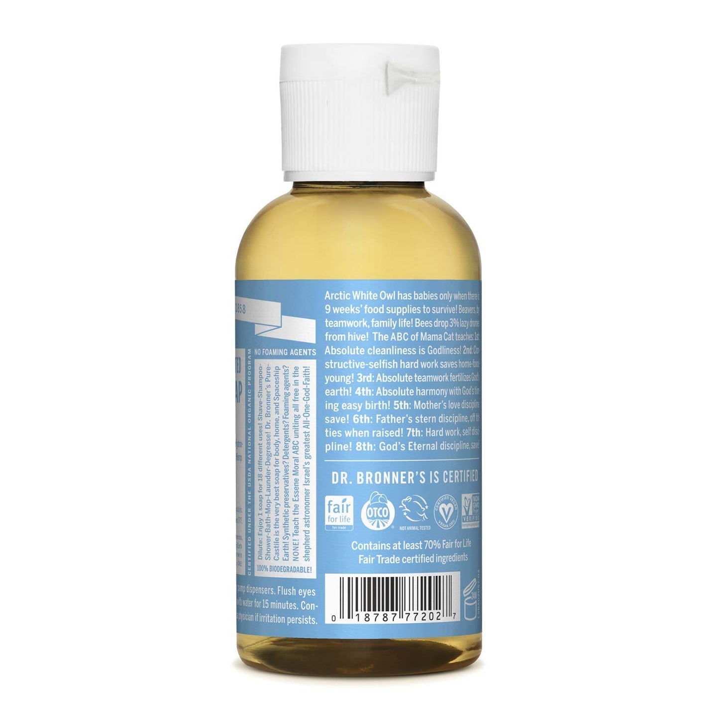 Dr. Bronner’s Pure-Castile Liquid Soap, Baby Unscented Travel Size (2 oz) – Organic Oils, 18-in-1 Use for Face, Body, Hair, Laundry, Pets & More, Vegan