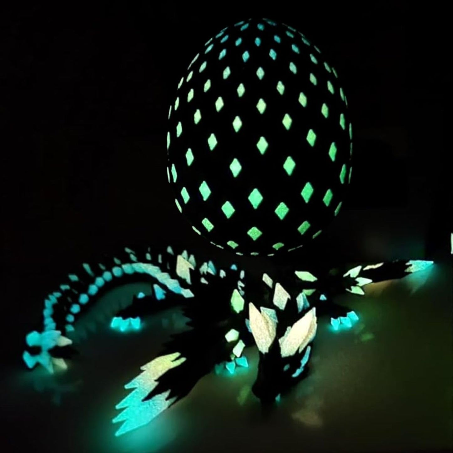 YILCER 3D Printed Glow-in-the-Dark Dragon Eggs with Wings, Articulated Fidget & Dinosaur Toys for Teens, Boys & Girls – Rainbow