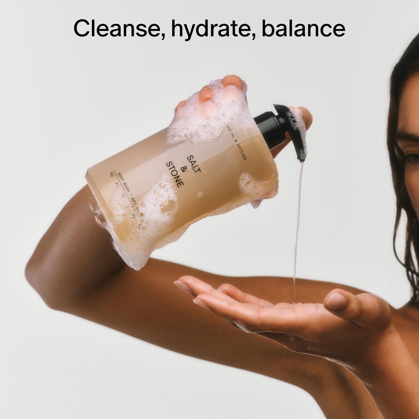 Salt & Stone Body Wash with Antioxidants – Deep Moisture, Sulfate & Paraben Free, Soft Hydrated Skin, Bergamot & Hinoki 15.2 fl oz