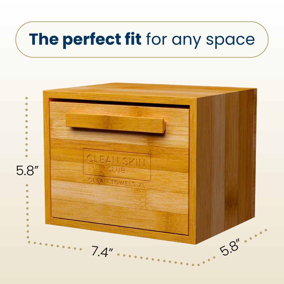 Clean Skin Club Luxe Bamboo box with Drawer + 50 XL Towels
