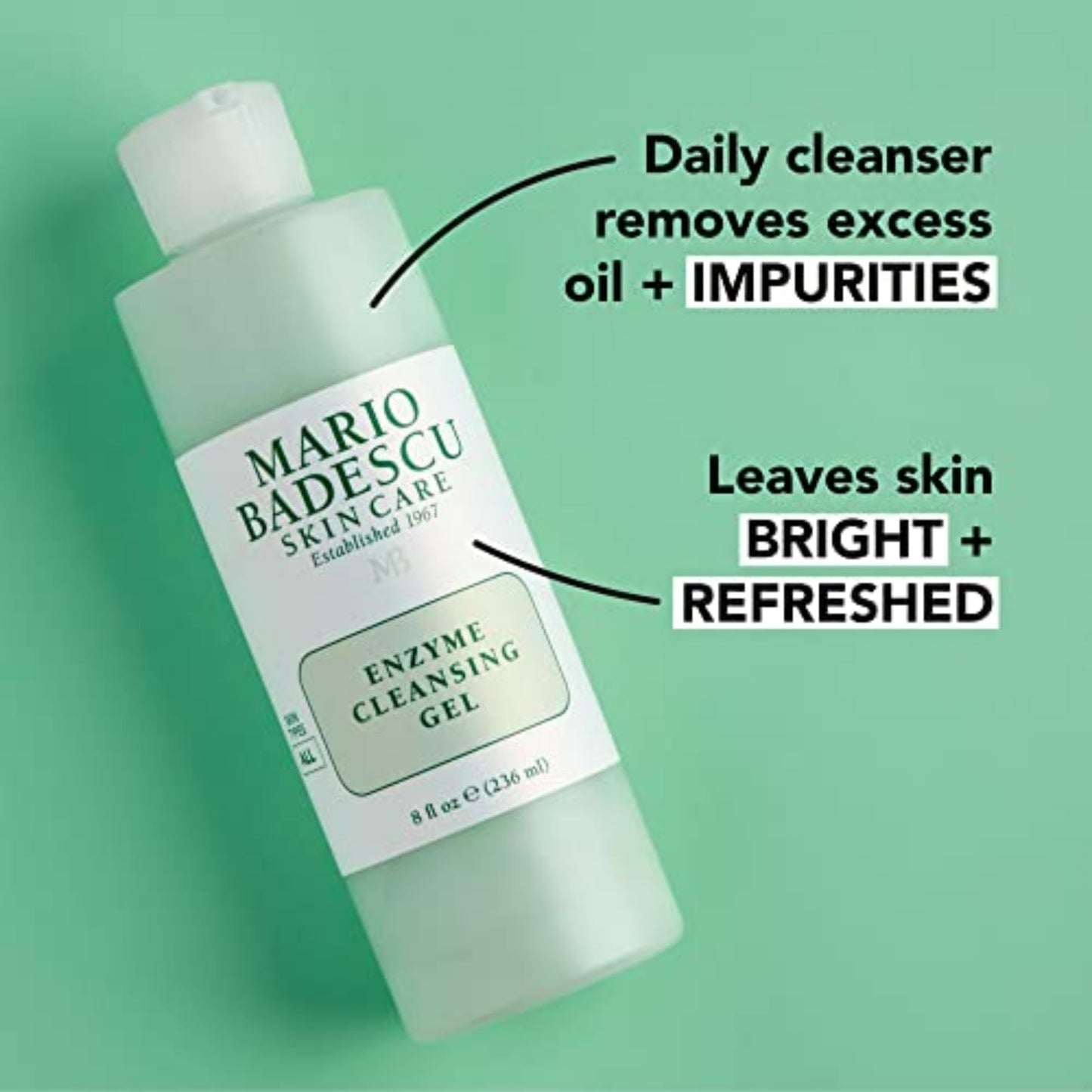 Mario Badescu Enzyme Cleansing Gel – Oil-Free Face Wash with Papaya Enzyme & Grapefruit, Exfoliating Cleanser for All Skin Types, 8 oz