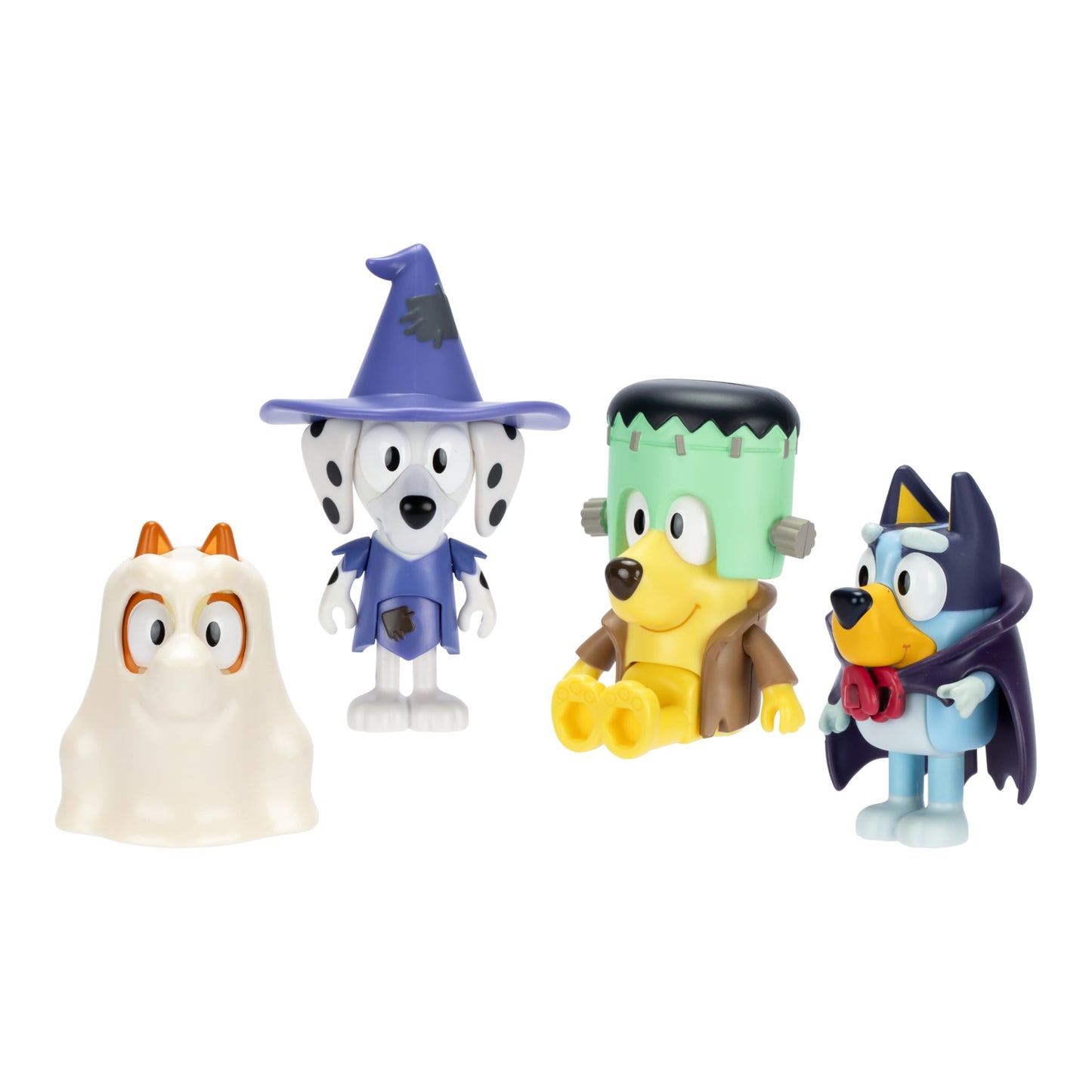 Bluey Halloween Figures 4-Pack – 2.5" Poseable Bingo, Chloe & Lucky with Accessories, Kids Can Recreate Favorite Moments