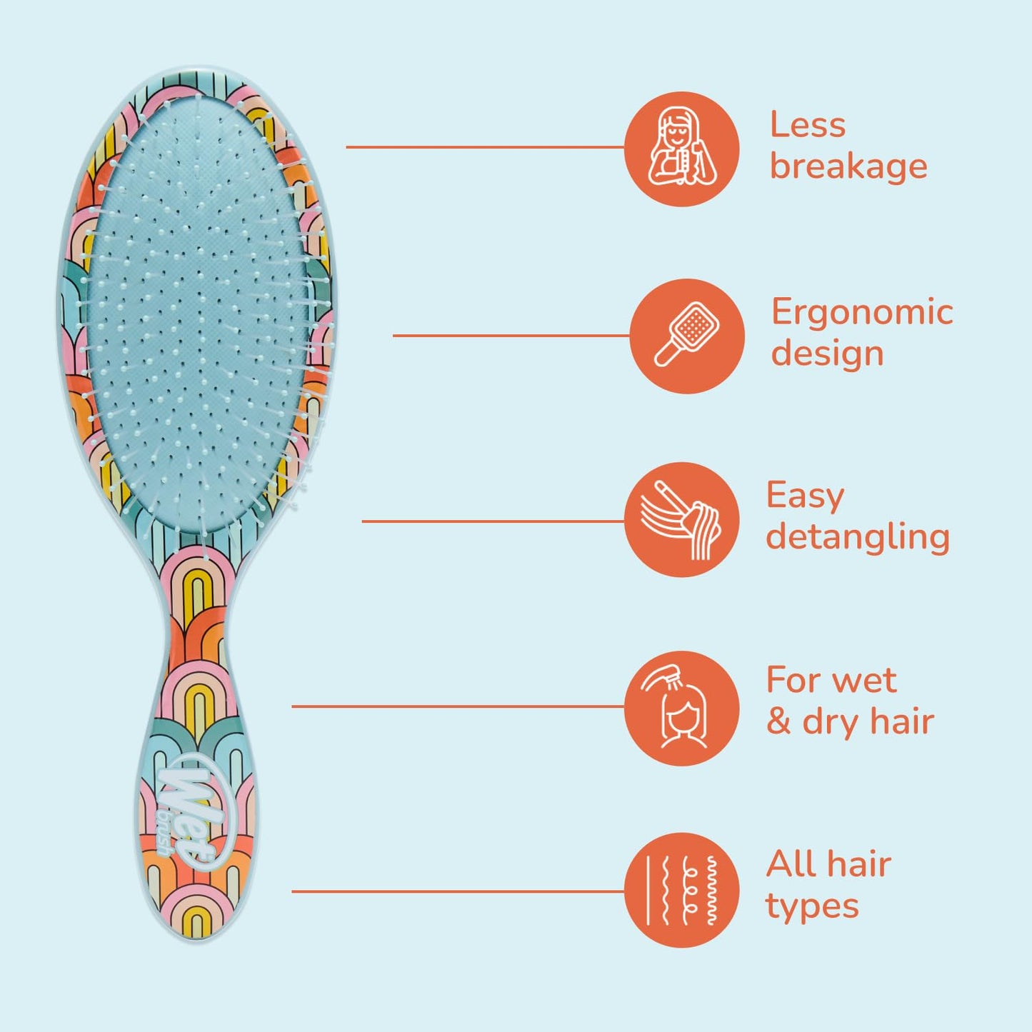 Wet Brush Original Detangler Hair Brush – Rainbow Sun Days Limited Edition, Ultra-Soft IntelliFlex Bristles for Wet & Dry Hair, Women & Men