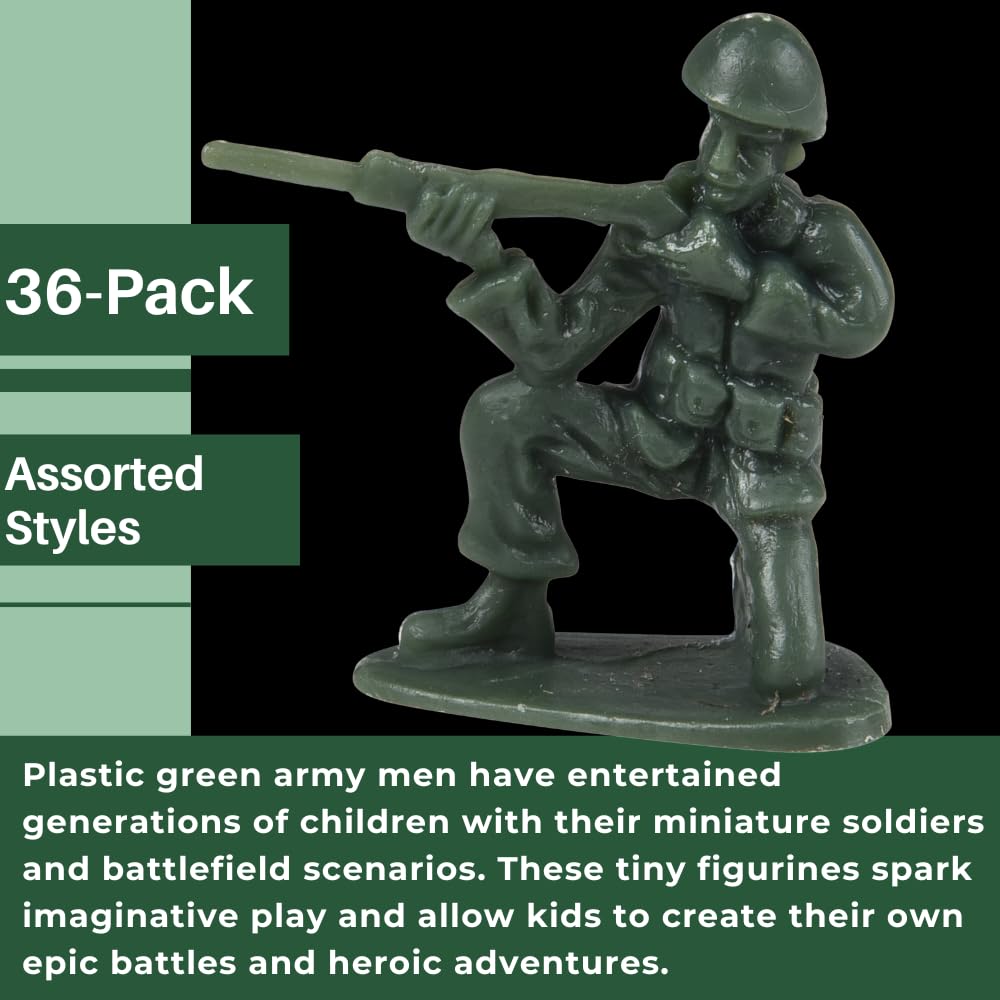 U.S. Toy Green Army Men – 36-Piece Classic Military Action Figures for Kids, Toddlers 3+, Imaginative Play, Party Favors & Collectibles