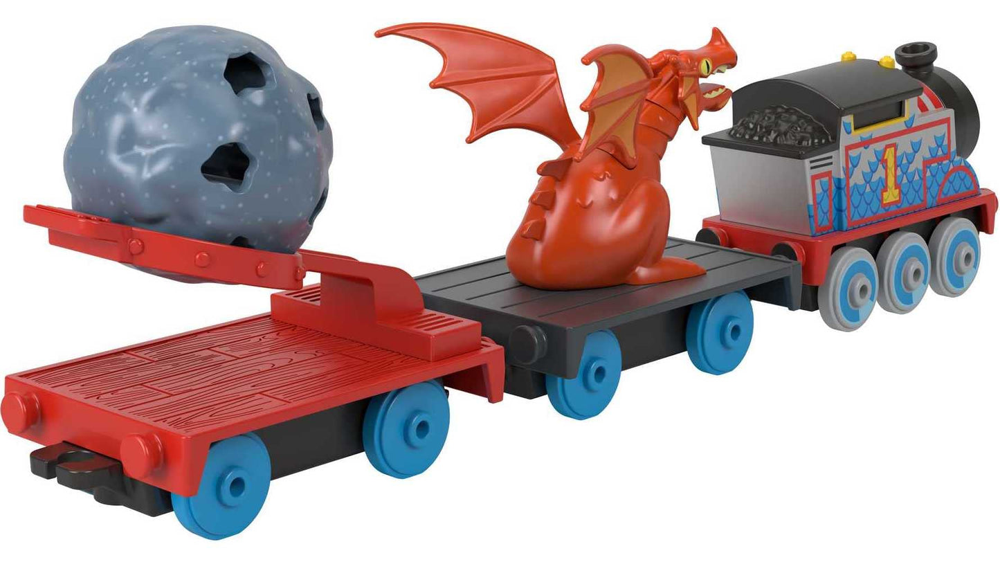 Thomas & Friends Diecast Toy Train Medieval Thomas Push-Along Engine with Boulder Launcher for Preschool Pretend Play Kids Ages 3+ Years