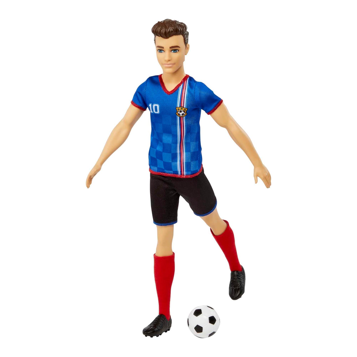 Barbie Careers Ken Fashion Doll & Accessory, Soccer Player with Cropped Hair, #10 Uniform, Tall Socks, Cleats & Ball