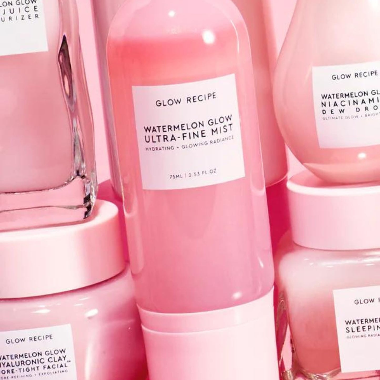 Glow Recipe Watermelon Glow Facial Spray & Hydrating Mist with Hyaluronic Acid & Hibiscus AHA – Refreshes Skin, Dewy Makeup, 75ml