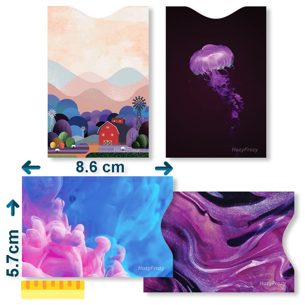 8 Rfid Blocking Sleeves, Unique Designs And Arts In Purple, Anti-Theft Credit Card Holder, Protector, Easy To Recognize, Sturdy Perfect Size For Cards