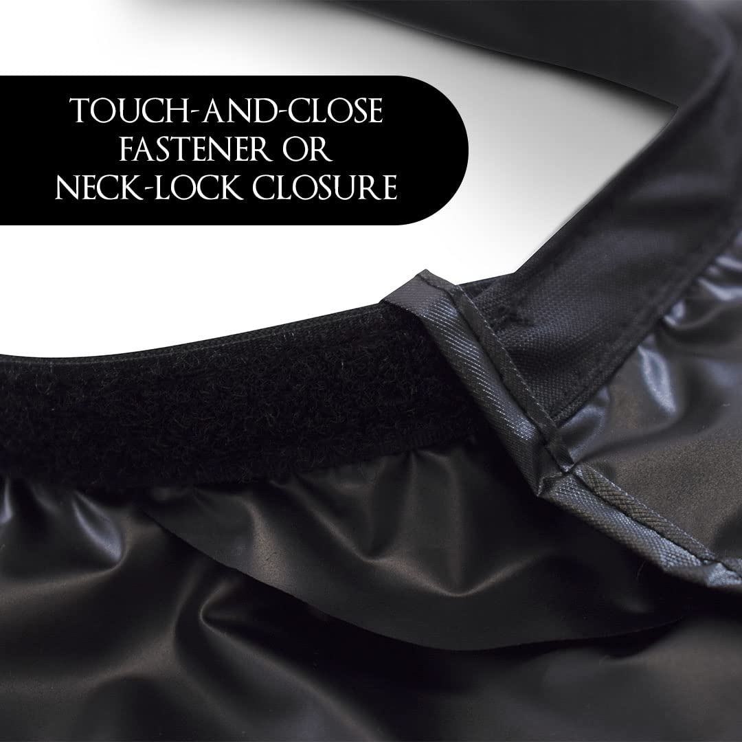 Betty Dain Lustre Waterproof Shampoo Cape - Stain-Resistant Vinyl with Soft Nylon Neckband & Touch-Close Fastener, 36"x54", Black