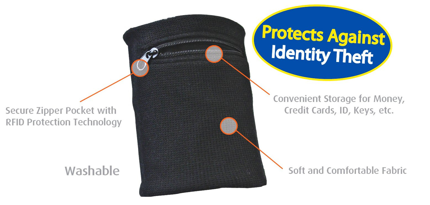 Cloudz : RFID Protection Travel Wrist Wallet - Black