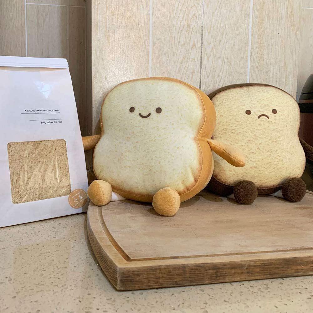 VHYHCY Toast Bread Pillow Funny Food Plush Toy Pillows Small Cute Stuffed Plush Sofa Pillow (Toast Bread,Golden)