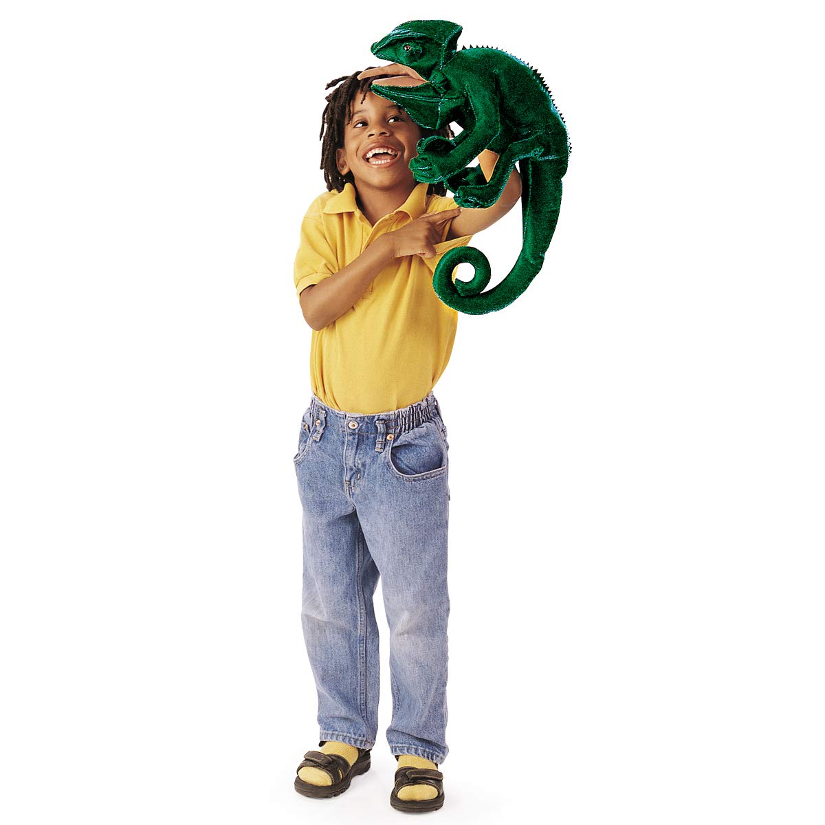 Folkmanis Chameleon Hand Puppet, Dark Green