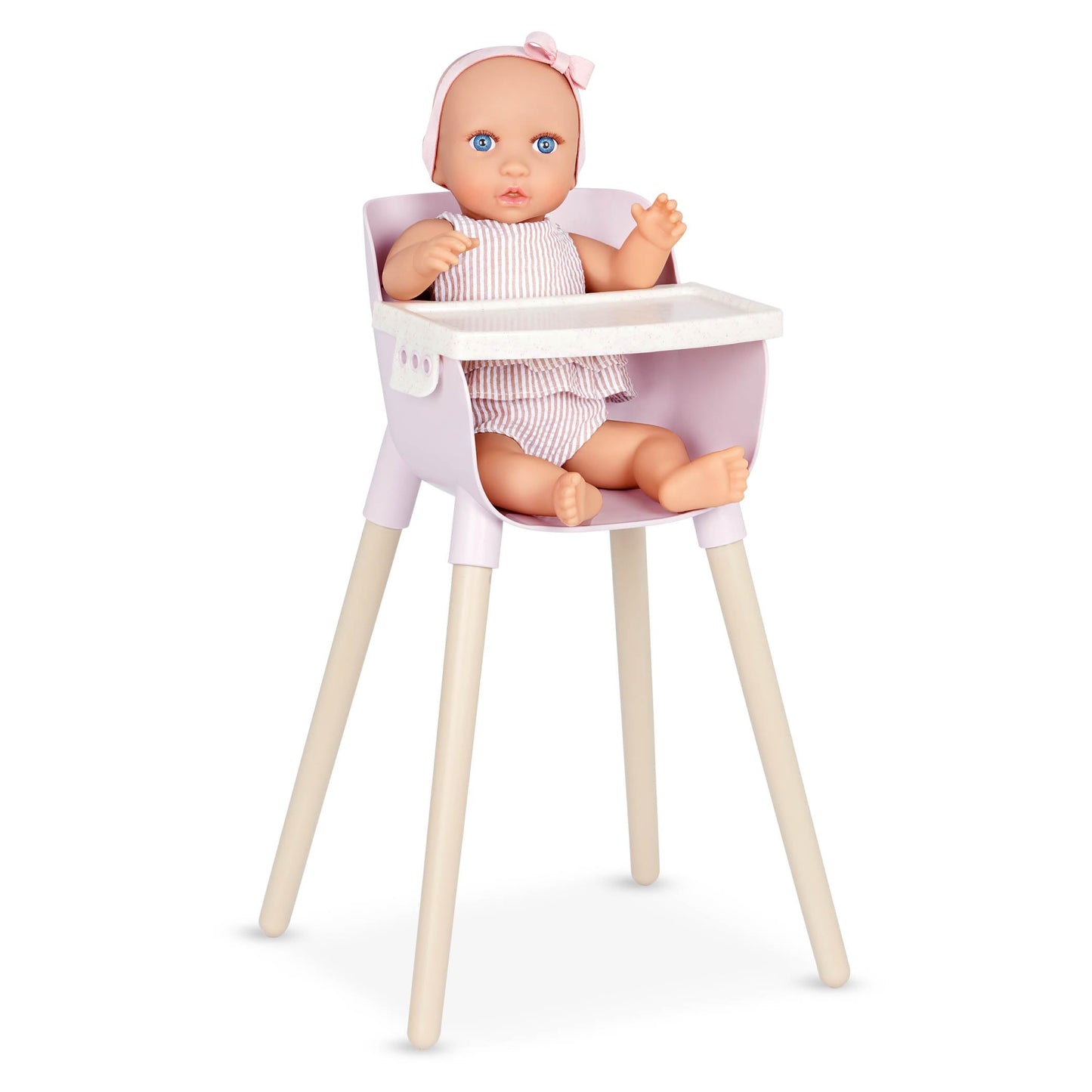 LullaBaby 14" Realistic Baby Doll with Fair Skin & Blue Eyes – Nursery Set with High Chair, Playpen & Stroller – Pretend Play Toy 2+