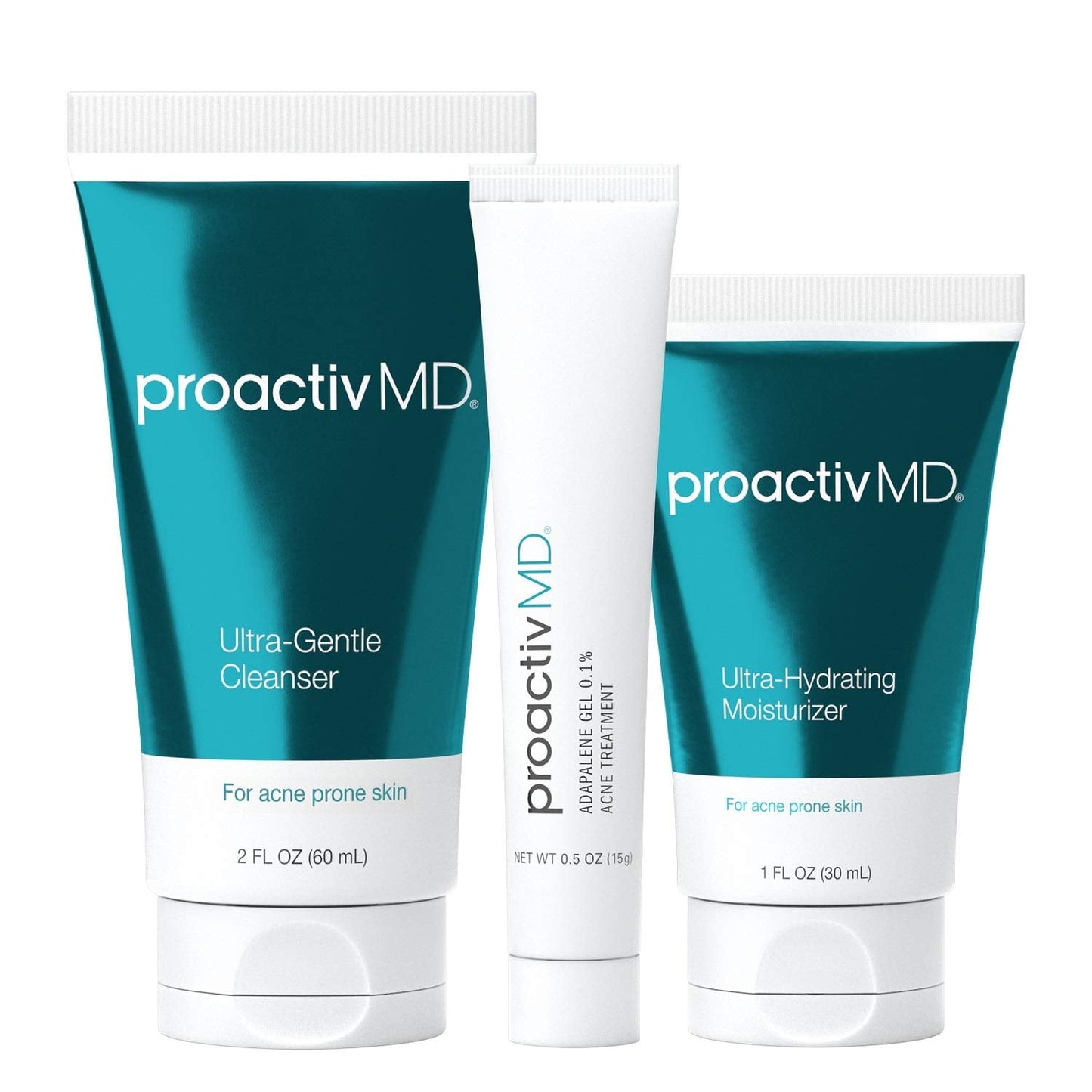 Proactiv MD 3-Step Routine, Ultra-Gentle Face Cleanser, 0.1% Adapalene Gel Treatment, Ultra-Hydrating Moisturizer, 30-Day Acne Treatment Kit