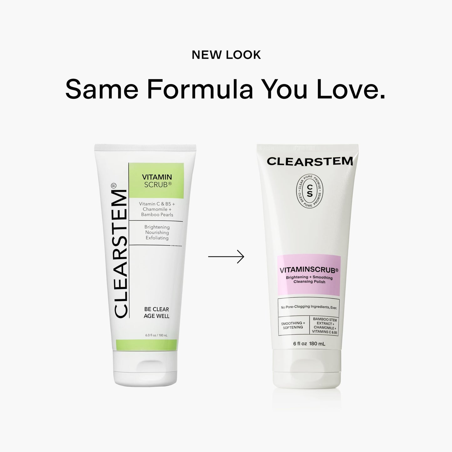 CLEARSTEM VITAMINSCRUB - Antioxidant Face & Body Exfoliating Cleanser with Vitamin C, Hemp & Bamboo, Gluten-Free, Cruelty-Free, 6 fl oz