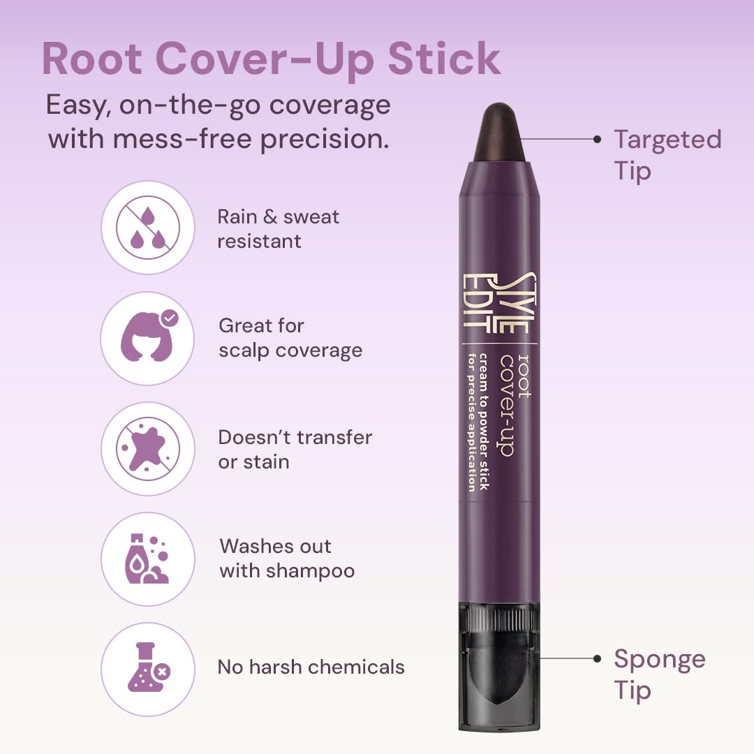 Style Edit Root Touch Up Stick - Instant Concealer for Grays and Roots (Dark Brown)