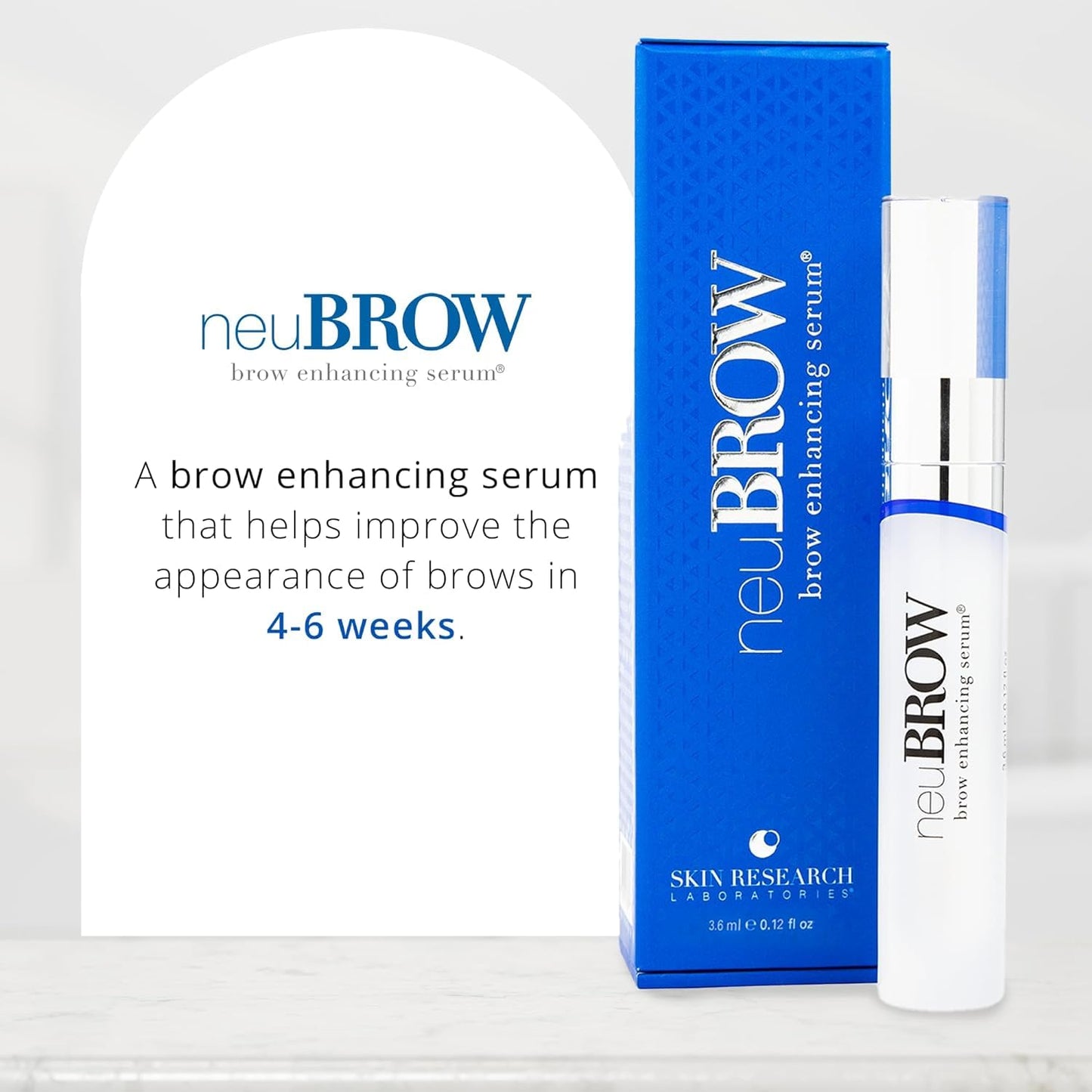 neuBROW Brow Enhancing Serum by Skin Research Laboratories – 3.6 mL Eyebrow Serum for Fuller, Thicker, Healthier-Looking Brows, Advanced Formula