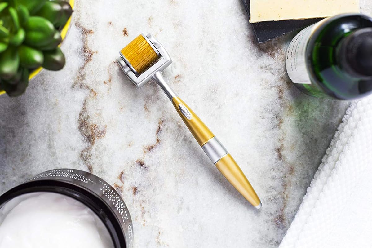 Professional Derma Roller 192 Individual Real Needles Titanium Micro Needles Microneedling Roller for Home Use with Storage Case & User Manual