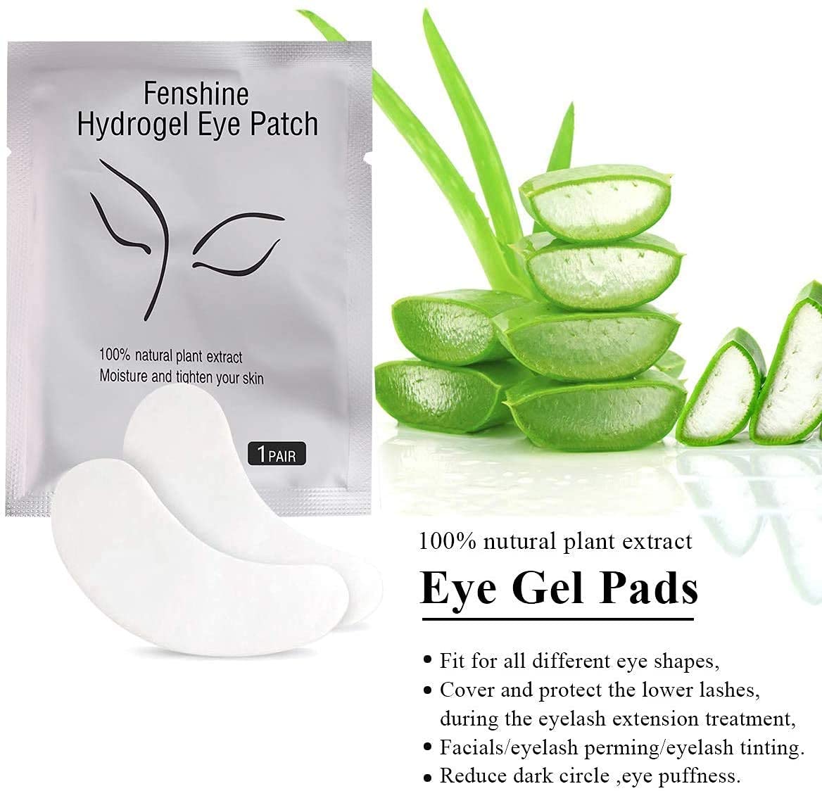 Fenshine 200 Pairs Eyelash Extension Eye Pads Lint Free Hydrogel Eye Patches Professional Under Eye Gel Pads for Lash Extensions Supplies
