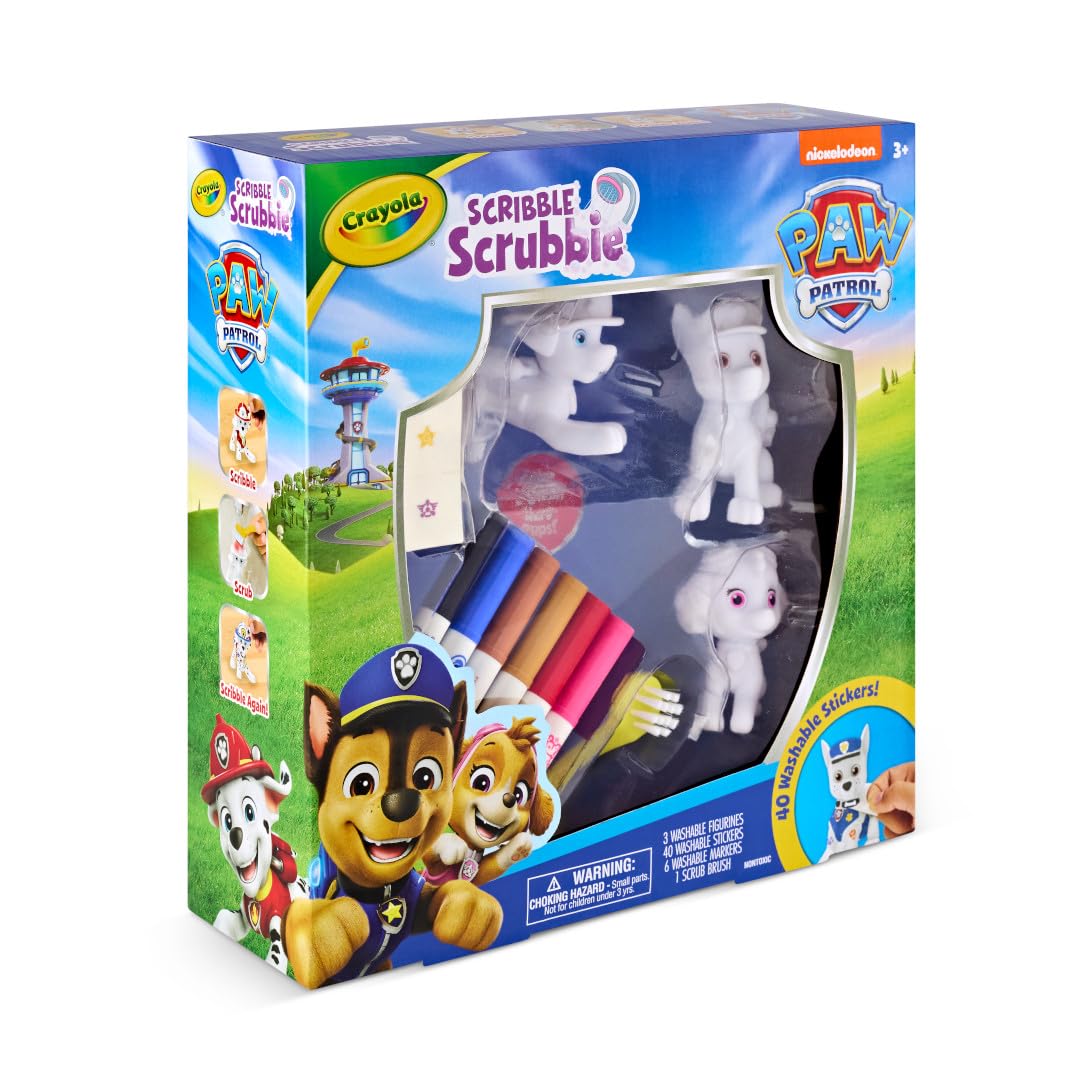 Crayola Scribble Scrubbie PAW Patrol Figurine Playset, Customizable PAW Patrol Toys & Gifts for Toddlers, Reusable Coloring Activity, Ages 3+