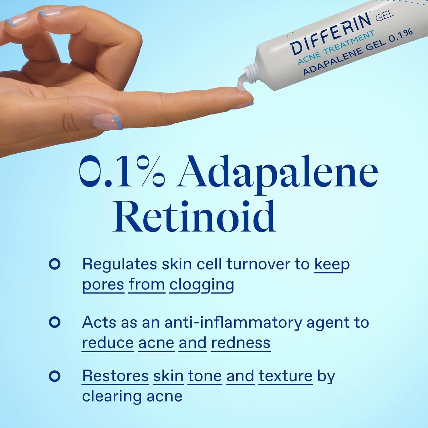 Differin 0.1% Adapalene Acne Treatment Gel, 60-Day Supply, Gentle Retinoid for Sensitive, Acne-Prone Skin, 15g Tube, 2-Pack