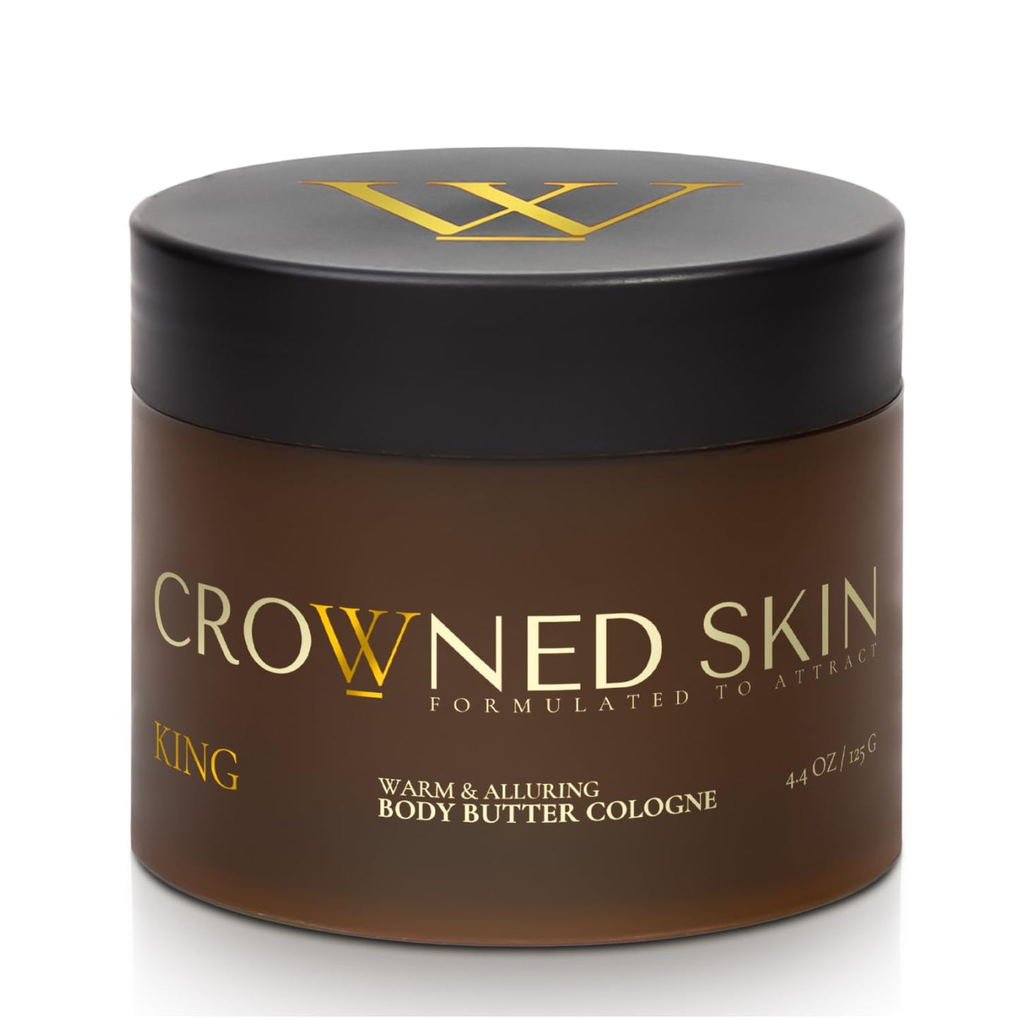 Crowned Skin King Cologne Body Butter – Warm Sandalwood & Leather Scent, Organic Shea & Mango Butters, Moisturizing, 4.4oz