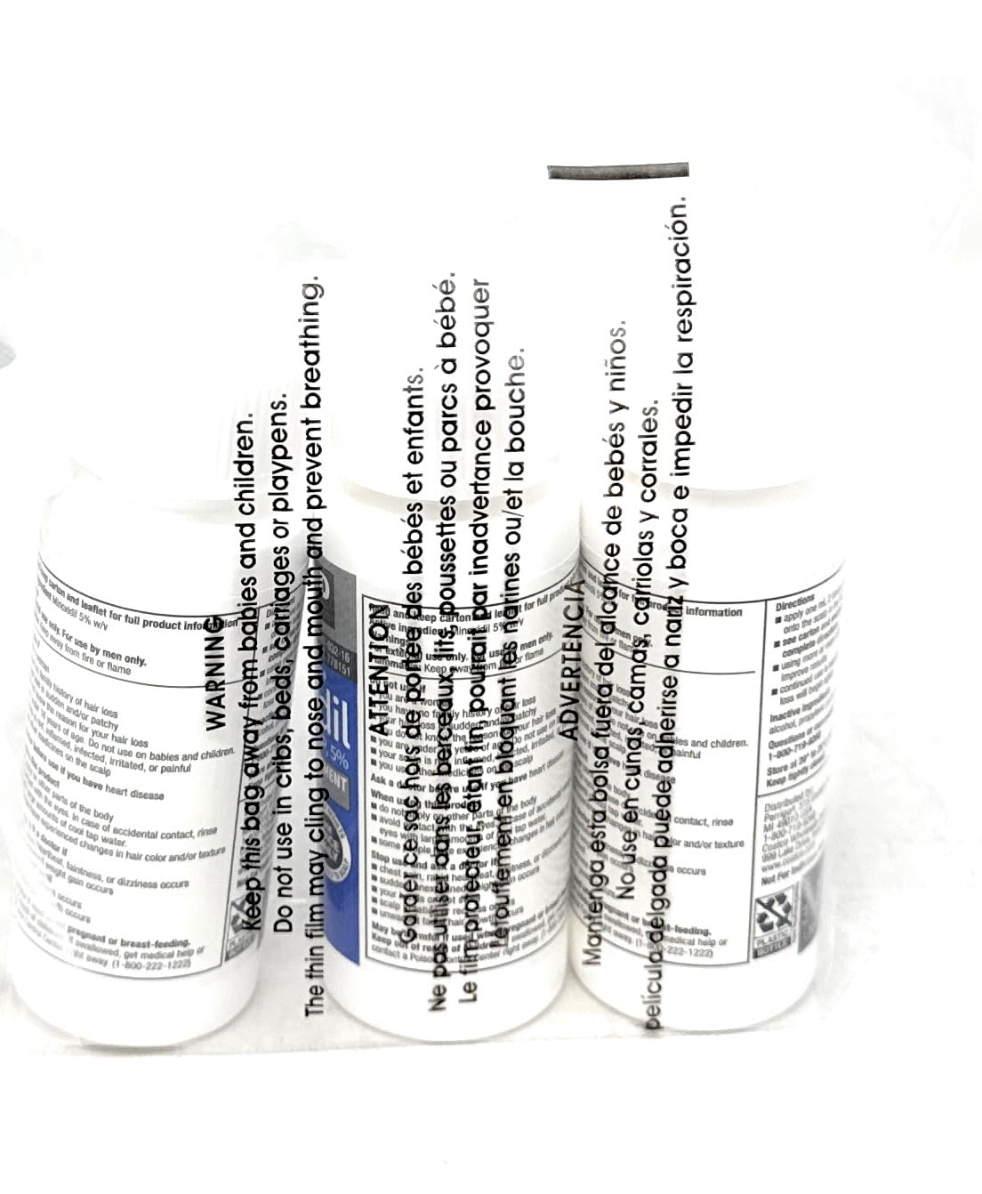 Minoxidil-5% Extra Strength Hair Regrowth for Men, 3 Count, 2 Ounce Bottles