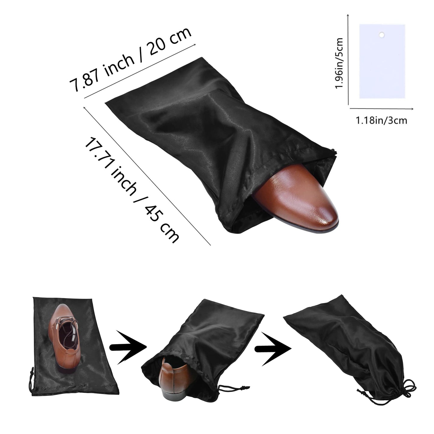 GONGKANGYUAN 4-Pack Satin Shoe Bags – Travel Drawstring Bags for Men & Women, Protect and Store Shoes