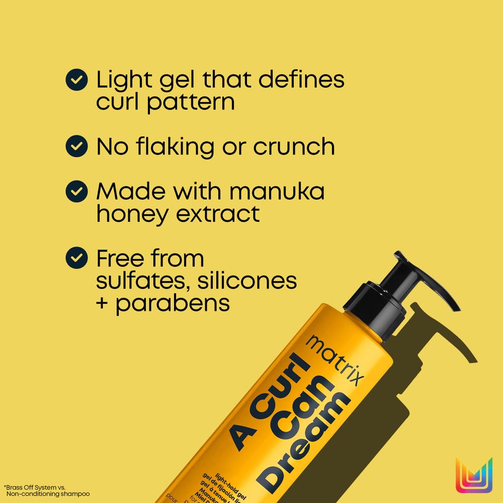 Matrix A Curl Can Dream Light Hold Gel - Defines Curls & Coils, Controls Frizz Without Crunch or Flakes, Silicone, Sulfate & Paraben-Free, Salon Formula