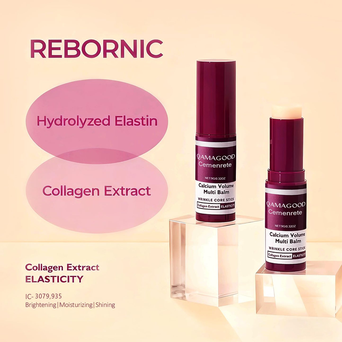 Qamagood Cemenrete Calcium Multi Balm Stick – Anti-Aging, Wrinkle & Sagging Repair, Collagen & Vitamin E Moisturizing Cream, 1PC