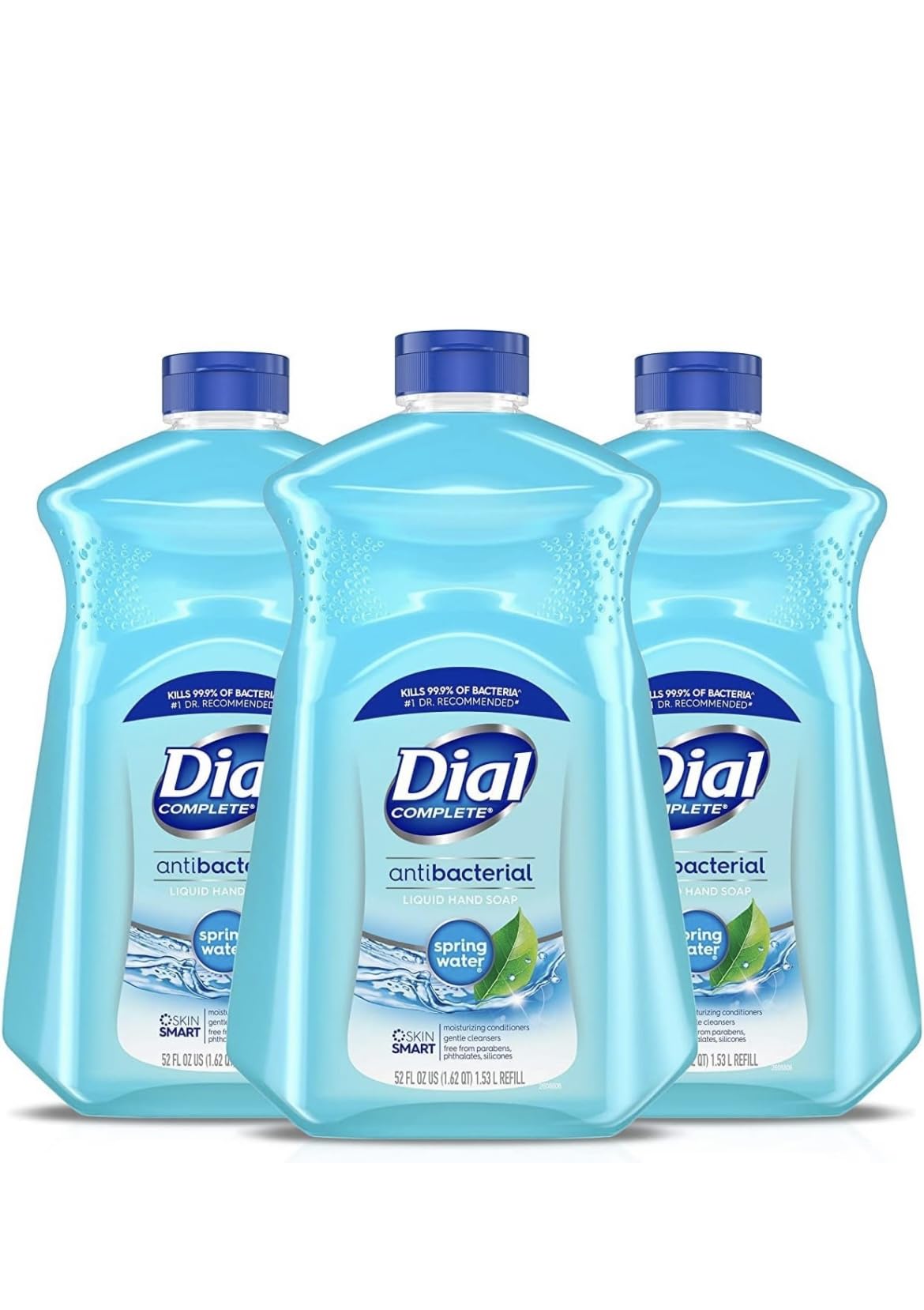 Dial Antibacterial Liquid Hand Soap Refill, Spring Water, 52 fl oz Pack of 3