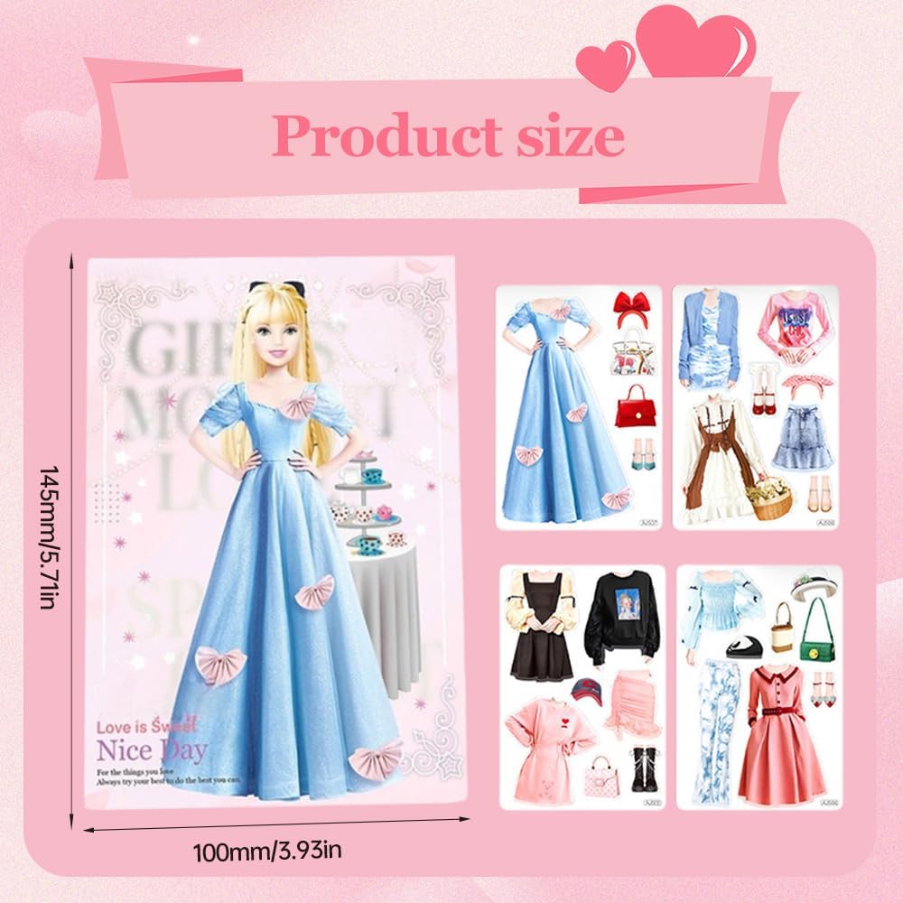 Yilia Magnetic Princess Dress Up Paper Dolls for Girls 4-7, 2025 Pretend Play Toy Set with Magnet Clothes, Birthday Gift