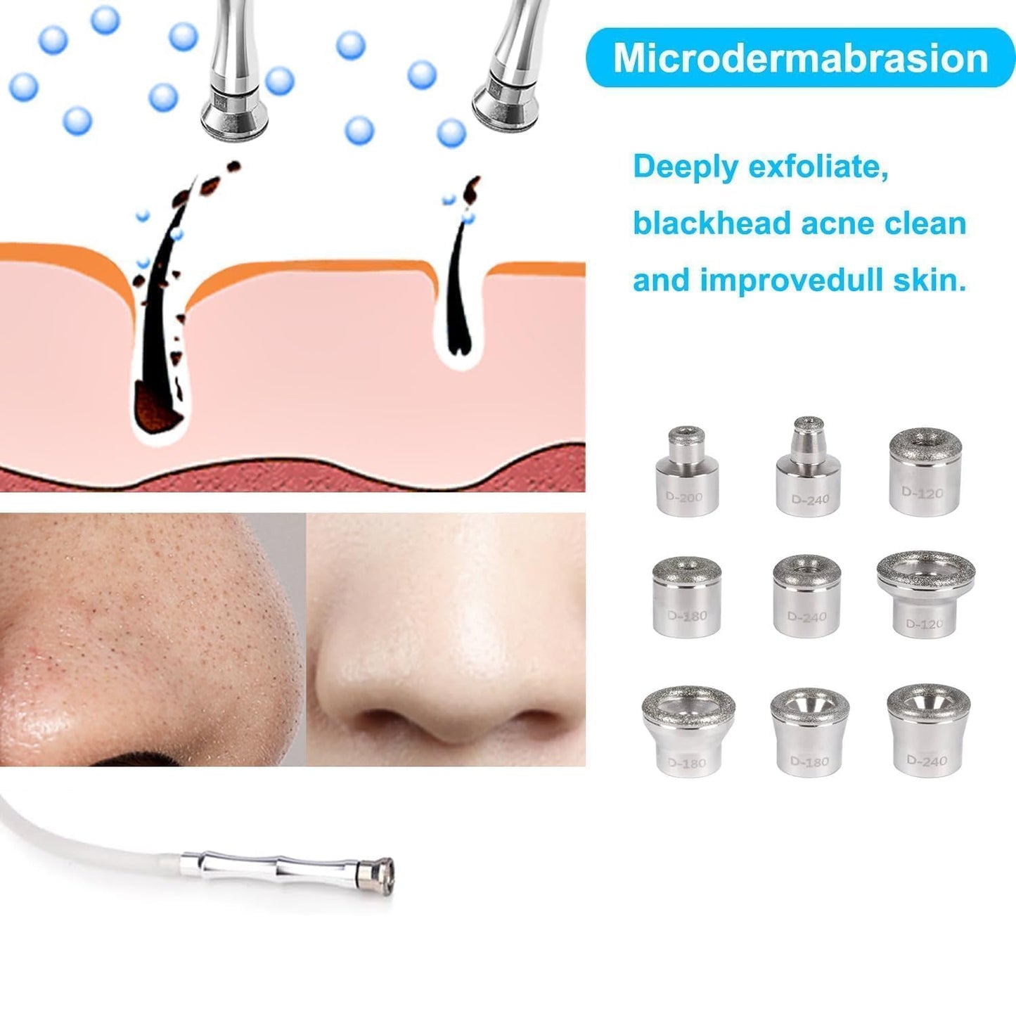 Diamond Dermabrasion Head Microdermabrasion Exfoliator Home Facial Dermabrasion Tool Dermabrasion Replacements 9Tips