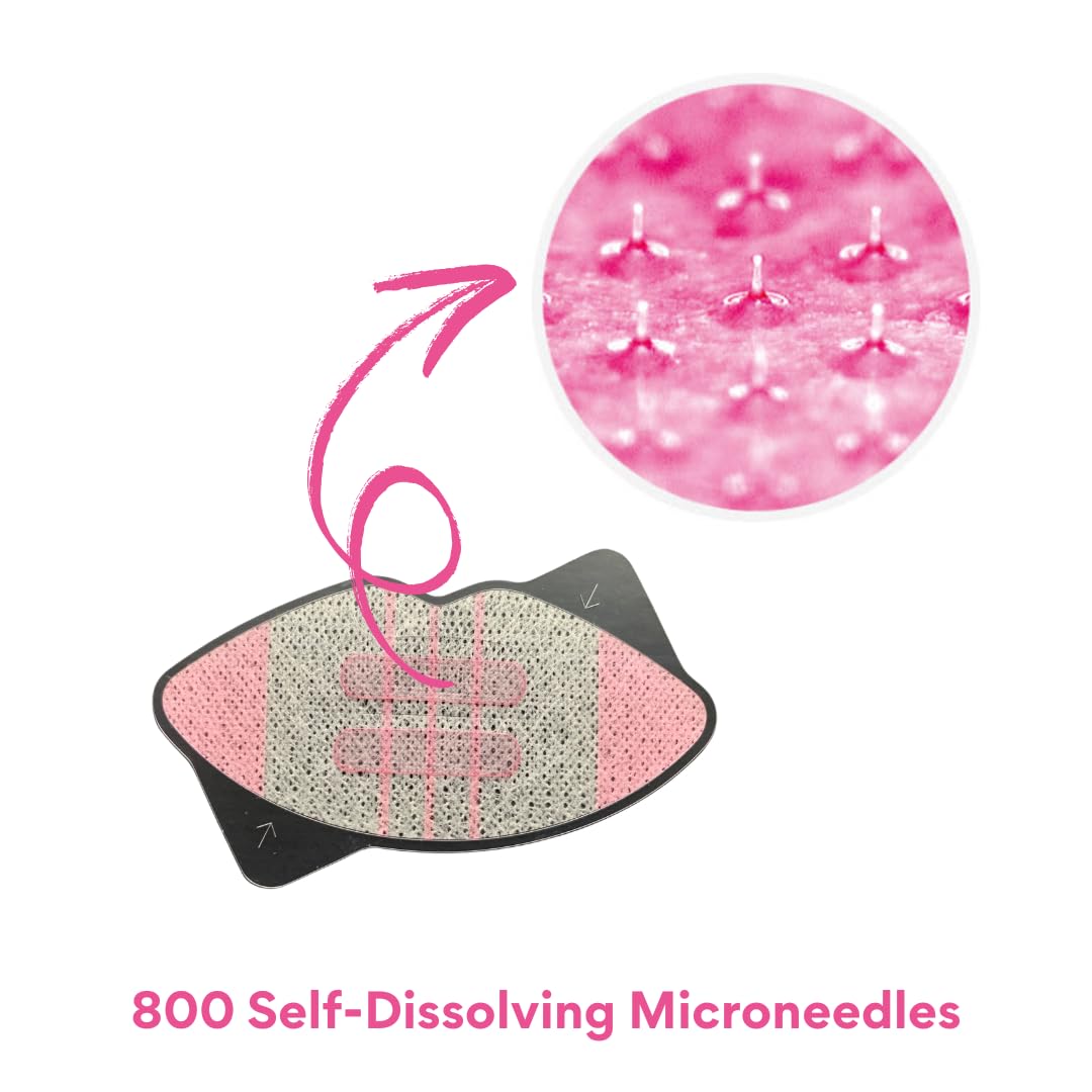 RittZi HyaluPlump Lips 2-Step Lip Care System – 800 Self-Dissolving Microneedles with Hyaluronic Acid, Niacinamide & Peptides for Plumper Lips