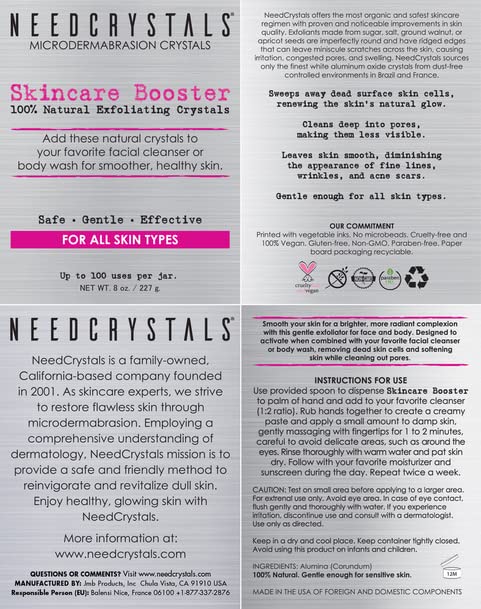 NeedCrystals Microdermabrasion Facial Scrub, Natural Exfoliator for Dull, Dry Skin – Reduces Scars, Blackheads, Wrinkles & Pores, 8 oz