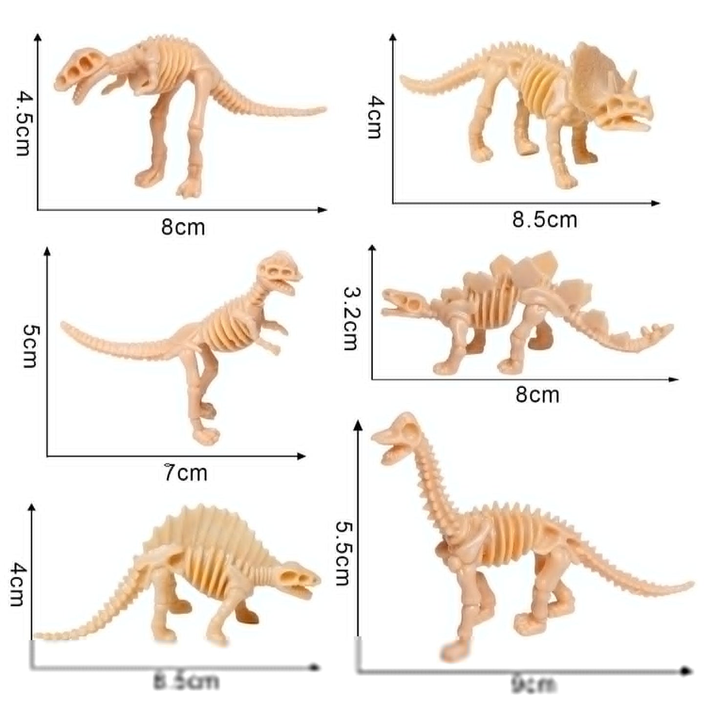 UPINS 30-Pack Dinosaur Fossil Skeleton Toys, 3.7" Assorted Dino Bones for Kids, Educational Science Play, Sand Dig, Party Favors