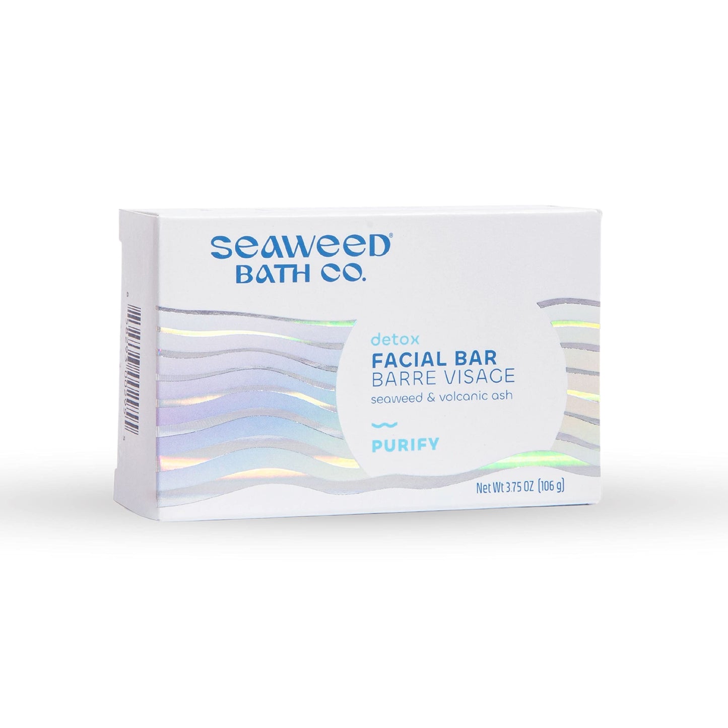 Seaweed Bath Co. Purify Detox Facial Bar Soap, 3.75 Ounce, Sustainably Harvested Seaweed, Volcanic Ash