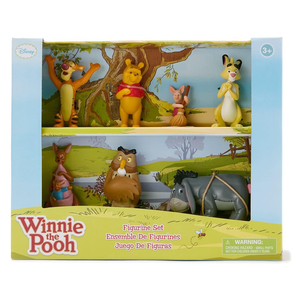 Disney Store Winnie the Pooh Figure Set – 7 Fully Sculpted Figures Including Pooh, Piglet, Tigger & Eeyore with Scenic Display Box