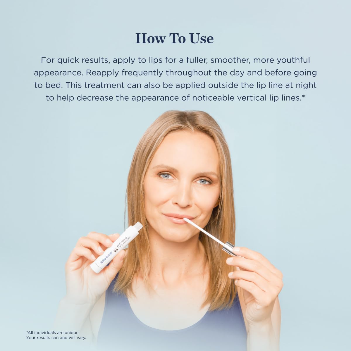 Beverly Hills MD Anti-Aging Lip Enhancer – Plumps, Smooths & Hydrates Lips with Hyaluronic Acid, Peptides & Ceramides, No Sting