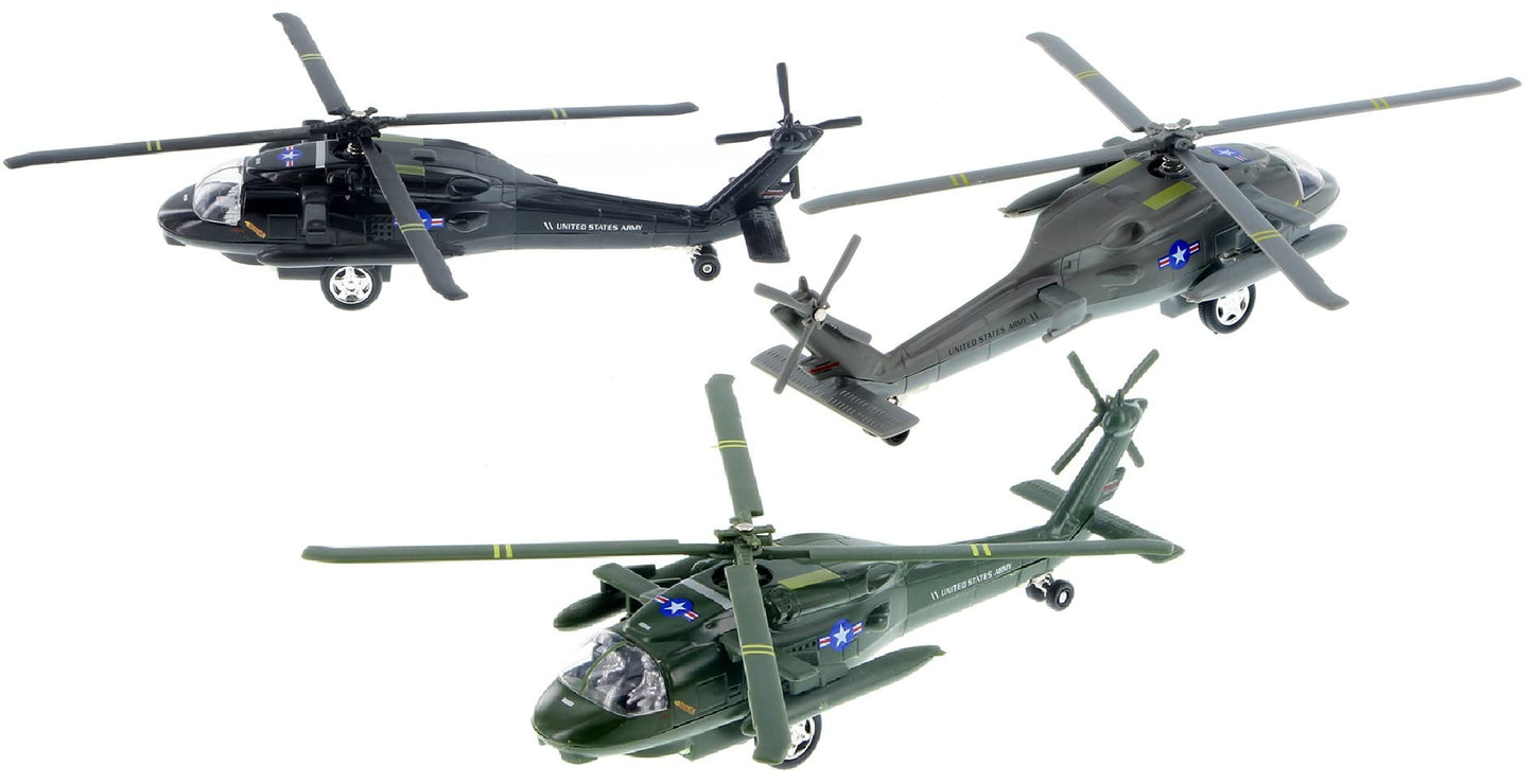 U.S. Army Sikorsky UH-60 Black Hawk Helicopter 10" Die Cast Metal Model Toy (1 at Random, Color May Very)