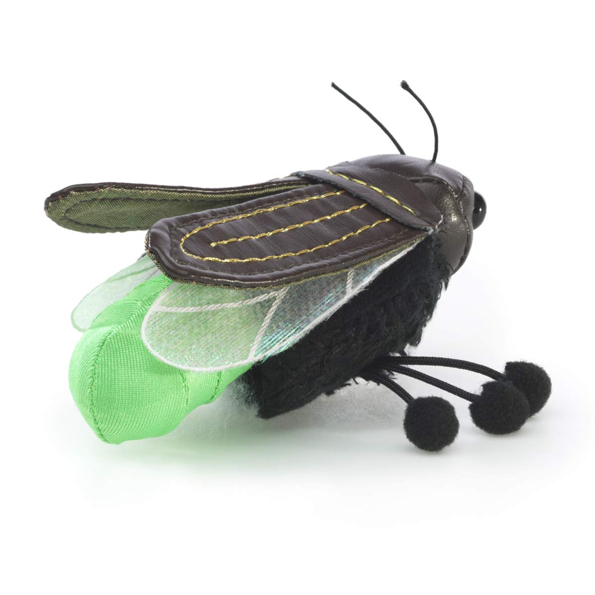 Folkmanis Mini Firefly Finger Puppet, Green, Black, 1 EA