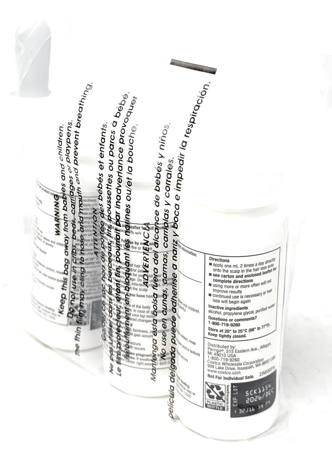 Minoxidil-5% Extra Strength Hair Regrowth for Men, 3 Count, 2 Ounce Bottles