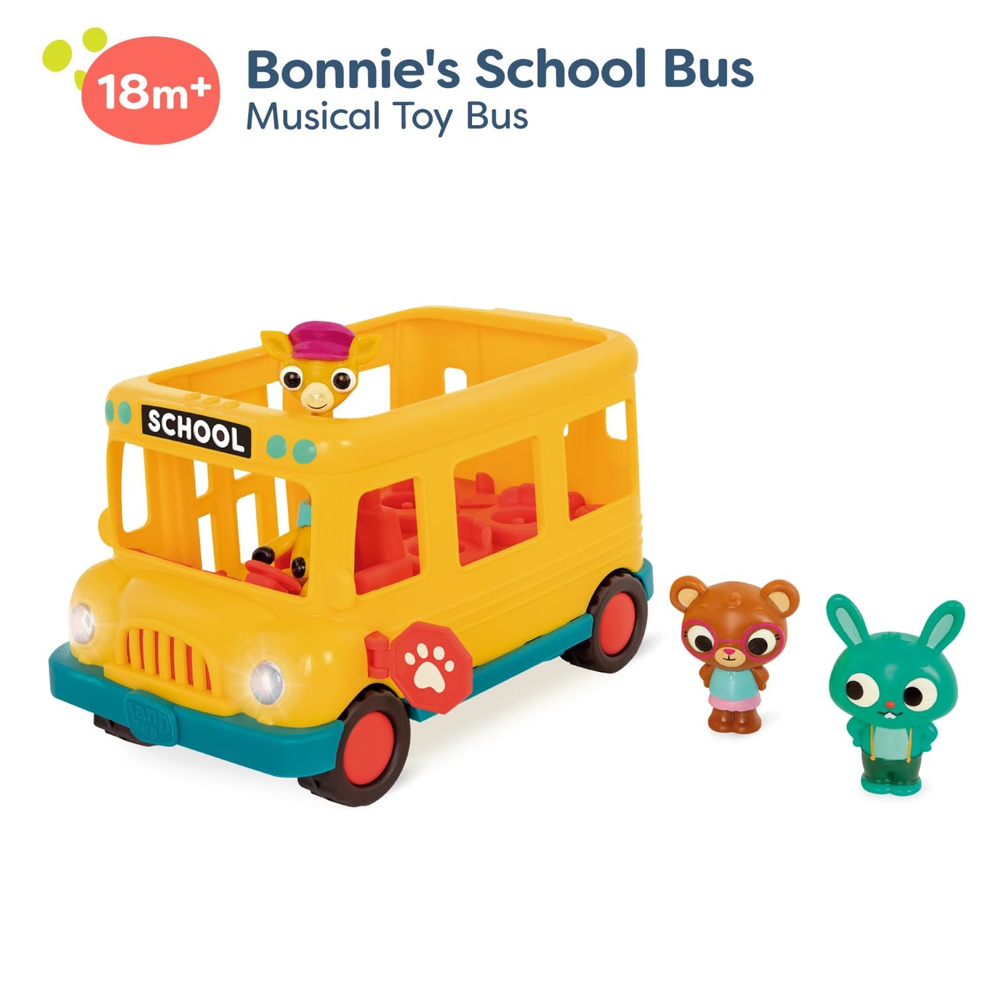 B. toys – Bonnie's School Bus – Musical School Bus – Toy School Bus & Characters – Lights & Sounds – Toy Vehicle for Toddlers, Kids – 18+ Months