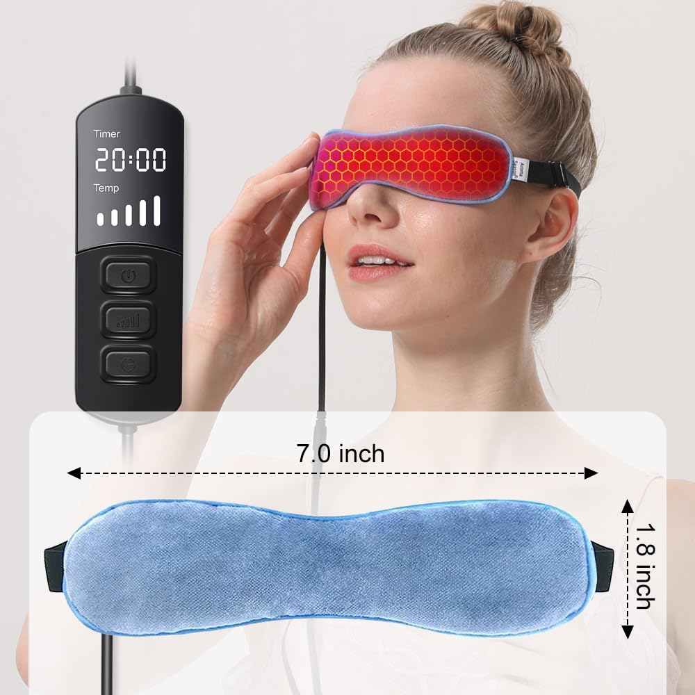 Aroma Season Heated Eye Mask for Dry Eyes – Warm Flaxseed Compress for MGD, Blepharitis, Stye, Chalazion, Steam Moist Relief (Blue)