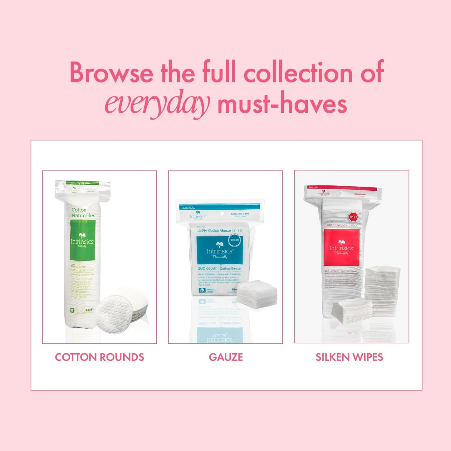 Intrinsics Petite Silken Wipes, 200 Count – 2x2" 4-Ply Lint-Free Hypoallergenic Cotton Pads for Makeup, Skincare, Nails & Spa