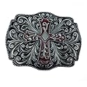 DT Vintage Cross Belt Buckle,Western Cowboy/cowgirl,Birthday,Christmas Day, Father's Day Gifts (red)